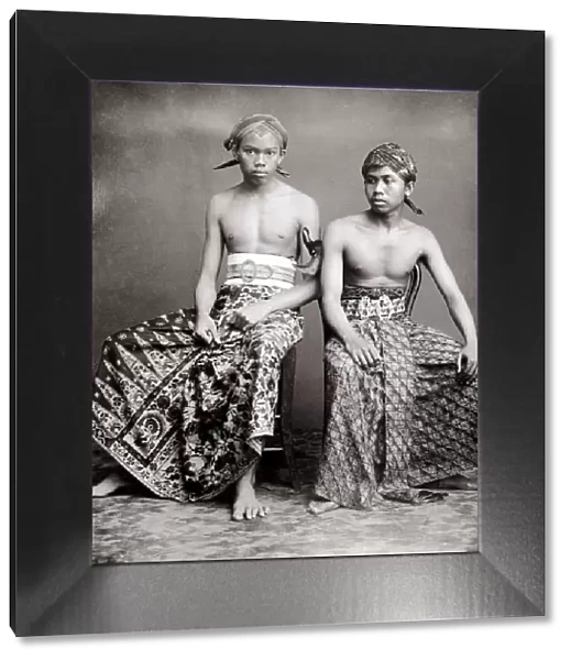 c. 1880 two men from Java Indonesia in traditional dress