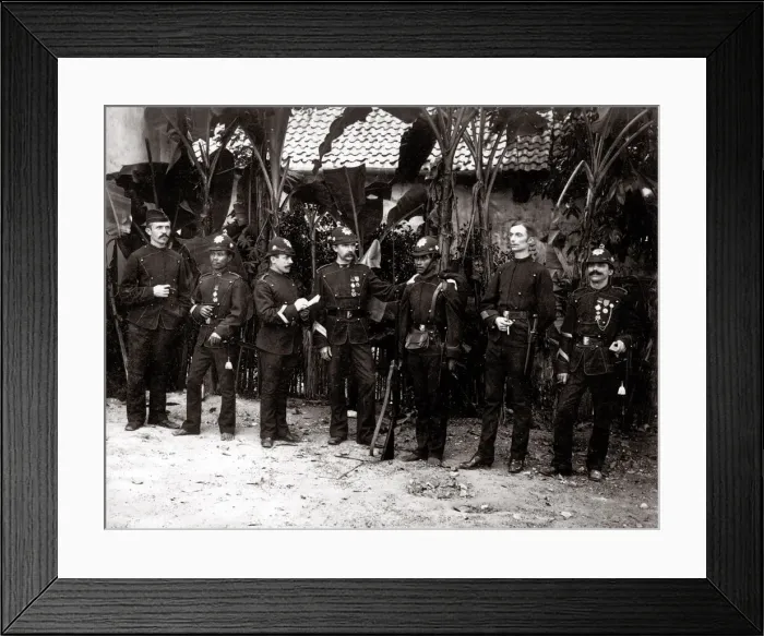 Framed Print : c. 1890s group of police officers, south east Asia, probably Singapore Framed Print : c. 1890s group of police officers, south east Asia, probably Singapore