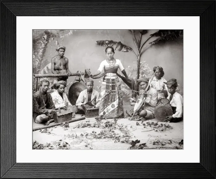 Framed Print : Dancers musicians - Malay peninsula or Indonesia Framed Print : Dancers musicians - Malay peninsula or Indonesia