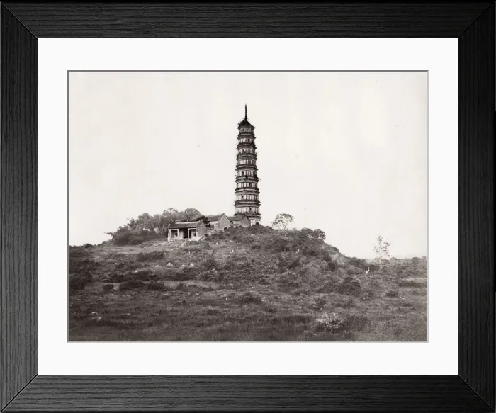 Framed Print : Pagoda on a hillside, likely near Shanghai, China Framed Print : Pagoda on a hillside, likely near Shanghai, China
