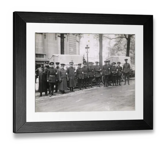 Framed Print : WWI: British Red Cross ambulance drivers, Paris, France Framed Print : WWI: British Red Cross ambulance drivers, Paris, France