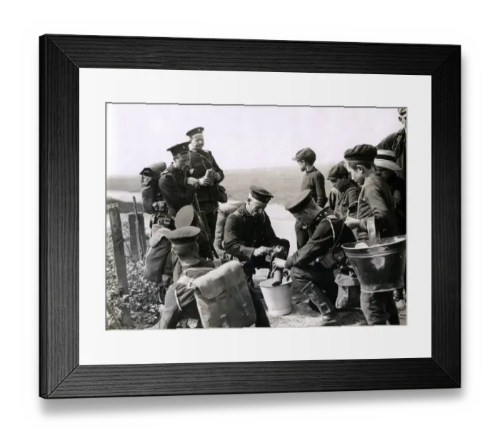 Framed Print : WWI: British Royal Marines after landing in Ostend, Belgiaum Framed Print : WWI: British Royal Marines after landing in Ostend, Belgiaum