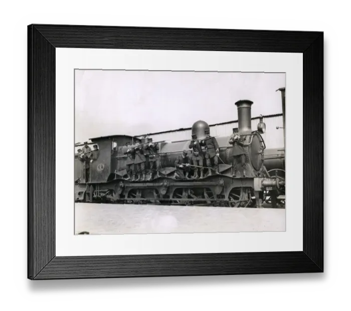 Framed Print : WWI: soldiers on a railway engine, Mechelen, Malines, Belgium Framed Print : WWI: soldiers on a railway engine, Mechelen, Malines, Belgium
