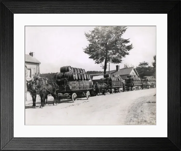 Framed Print : WWI: horse drawn barrels of Champagne, Epernay Framed Print : WWI: horse drawn barrels of Champagne, Epernay