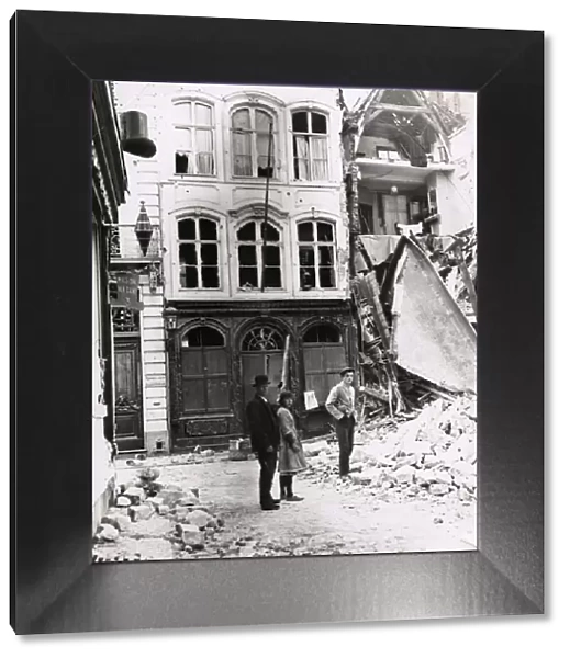 WWI: Damaged houses in Mechelen, Malines, Belgium