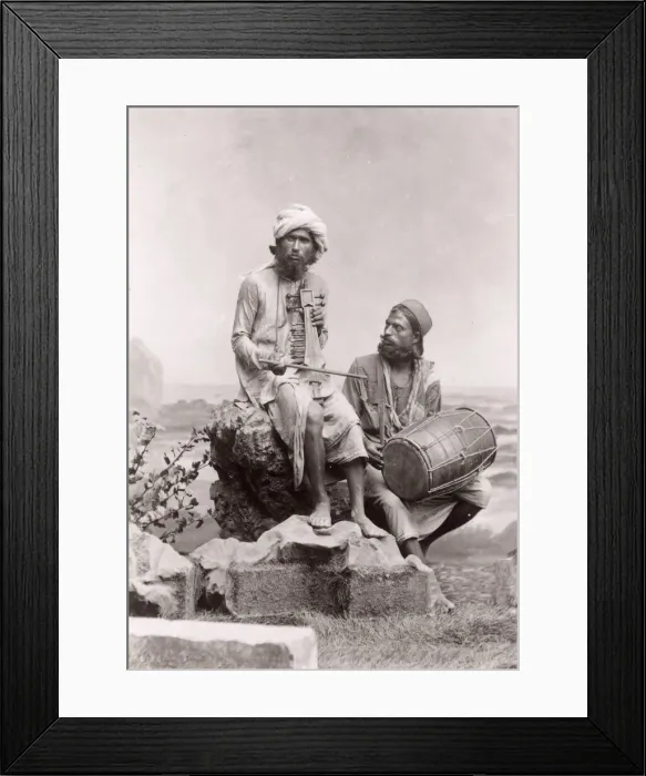 Framed Print : Indian musicians with musical instruments, music, India Framed Print : Indian musicians with musical instruments, music, India