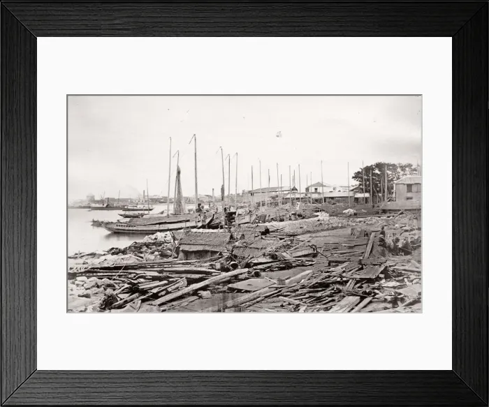 Framed Print : 1871 Japan - the Bund at Kobe after the typhoon - from The Far East magazine Framed Print : 1871 Japan - the Bund at Kobe after the typhoon - from The Far East magazine