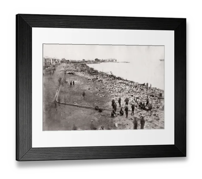 Framed Print : 1871 Japan - the waterfront at Kobe after the typhoon - from The Far East magazine Framed Print : 1871 Japan - the waterfront at Kobe after the typhoon - from The Far East magazine