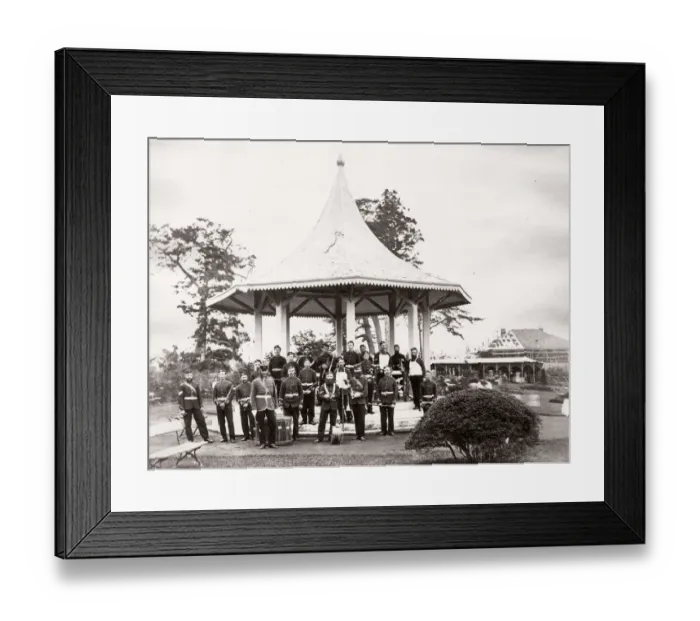 Framed Print : 1871 Japan - the bandstand in the park Yokohama - from The Far East magazine Framed Print : 1871 Japan - the bandstand in the park Yokohama - from The Far East magazine
