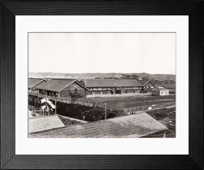 Framed Print : 1871 Japan - the Japanese army barracks at Noge - from The Far East magazine Framed Print : 1871 Japan - the Japanese army barracks at Noge - from The Far East magazine