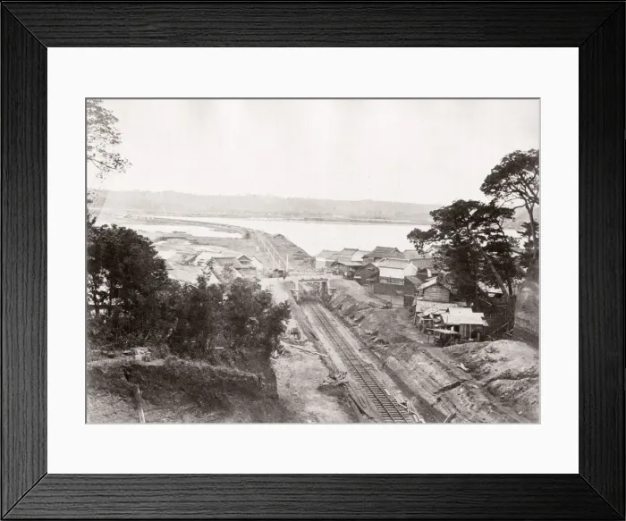 Framed Print : 1871 Japan - the railway at Kanagawa Noge, - from The Far East magazine Framed Print : 1871 Japan - the railway at Kanagawa Noge, - from The Far East magazine
