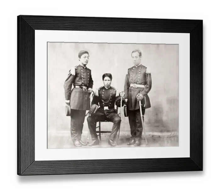 Framed Print : 1871 Japan - officers of the new police Yokohama - from The Far East magazine Framed Print : 1871 Japan - officers of the new police Yokohama - from The Far East magazine