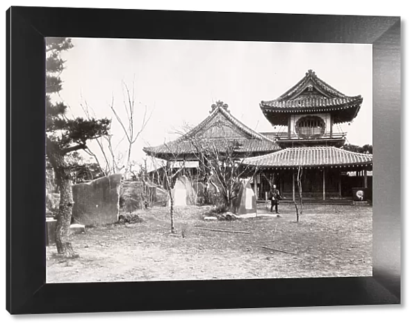 c. 1871 Japan - SHORODO DRUM TOWER NISHI MONZEKI, YEDO TOKYO - from The Far East