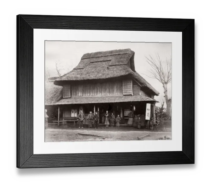 Framed Print : c. 1871 Japan - country tea house - from The Far East magazine Framed Print : c. 1871 Japan - country tea house - from The Far East magazine