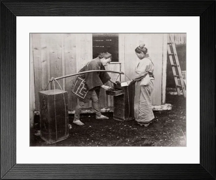 Framed Print : c. 1871 Japan - street vendor - from The Far East magazine Framed Print : c. 1871 Japan - street vendor - from The Far East magazine