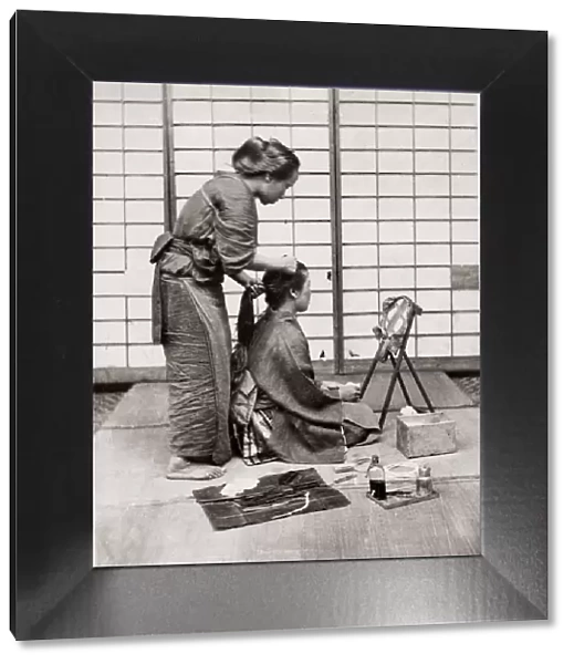 c. 1871 Japan - female hairdresser - from The Far East magazine