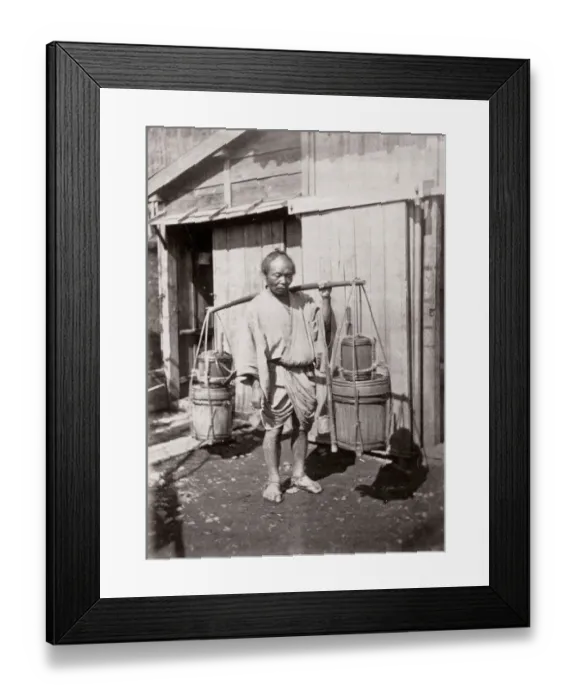 Framed Print : c. 1871 Japan - street seller of soy - from The Far East magazine Framed Print : c. 1871 Japan - street seller of soy - from The Far East magazine