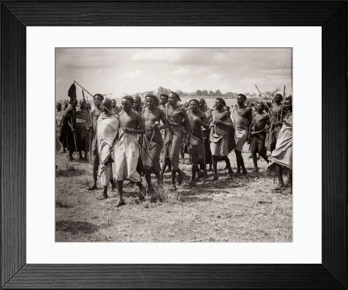 Framed Print : 1940s East Africa Kenya Msai tribe warriors Framed Print : 1940s East Africa Kenya Msai tribe warriors