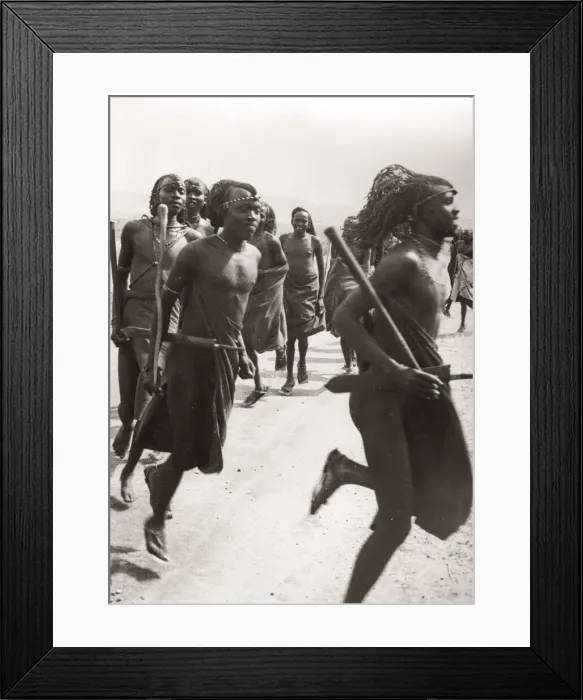 Framed Print : 1940s East Africa Kenya Msai tribe warriors Framed Print : 1940s East Africa Kenya Msai tribe warriors
