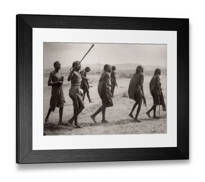 Framed Print : 1940s East Africa Kenya Msai tribe warriors Framed Print : 1940s East Africa Kenya Msai tribe warriors