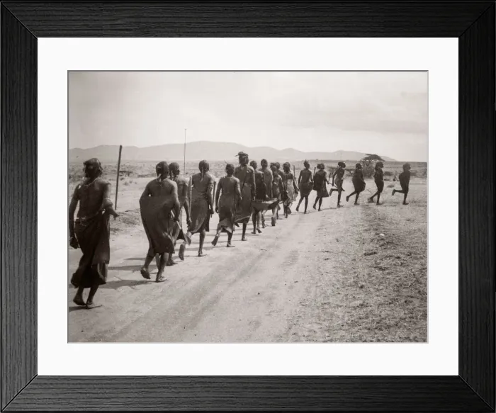 Framed Print : 1940s East Africa Kenya Msai tribe warriors Framed Print : 1940s East Africa Kenya Msai tribe warriors