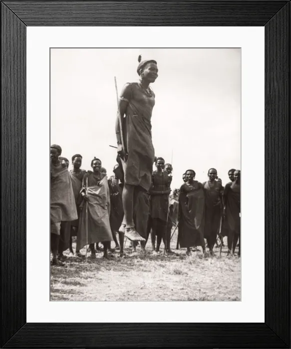 Framed Print : 1940s East Africa Kenya Msai tribe warriors Framed Print : 1940s East Africa Kenya Msai tribe warriors