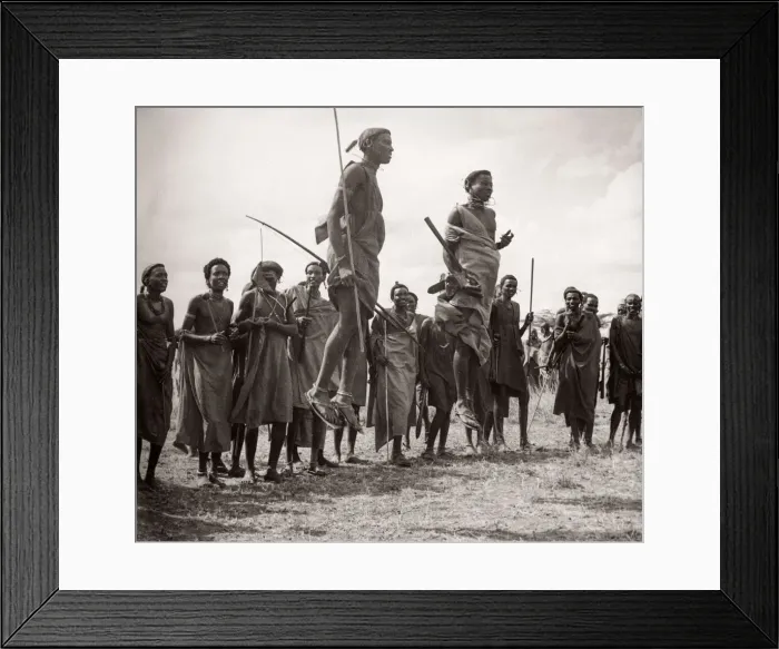 Framed Print : 1940s East Africa Kenya Msai tribe warriors Framed Print : 1940s East Africa Kenya Msai tribe warriors