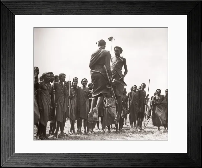 Framed Print : 1940s East Africa Kenya Msai tribe warriors Framed Print : 1940s East Africa Kenya Msai tribe warriors
