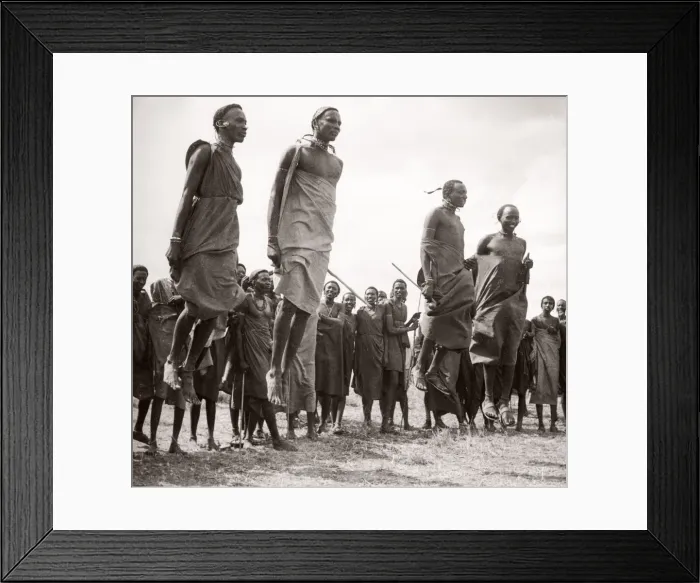 Framed Print : 1940s East Africa Kenya Msai tribe warriors Framed Print : 1940s East Africa Kenya Msai tribe warriors