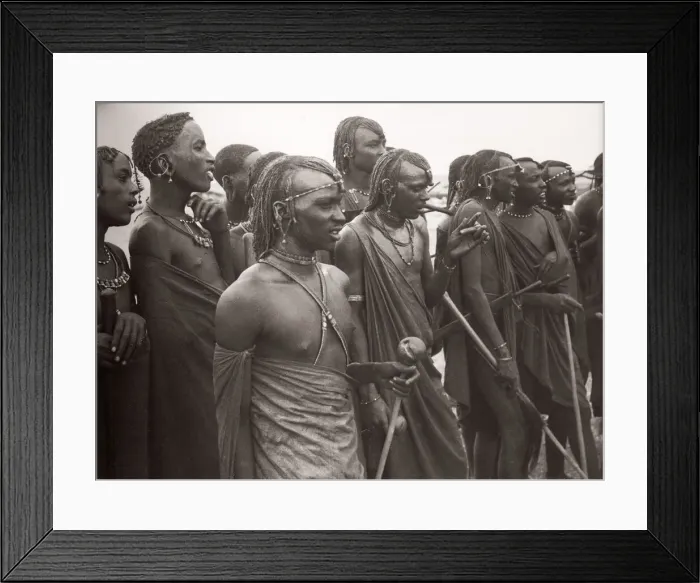 Framed Print : 1940s East Africa Kenya Msai tribe warriors Framed Print : 1940s East Africa Kenya Msai tribe warriors