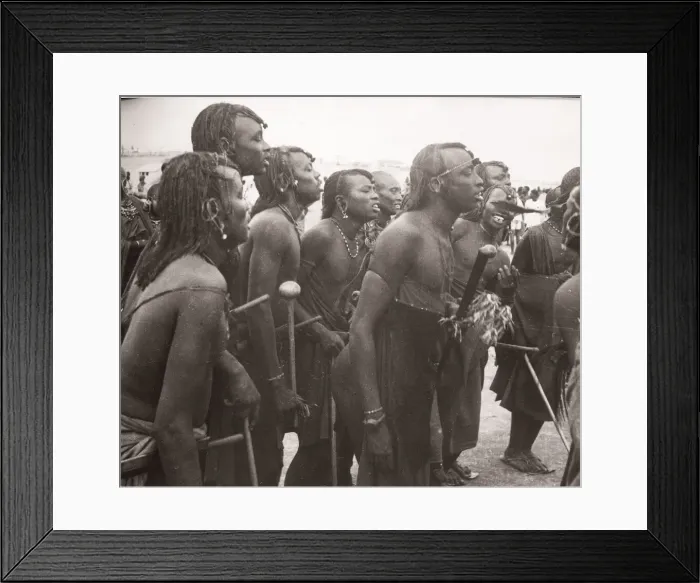 Framed Print : 1940s East Africa Kenya Msai tribe warriors Framed Print : 1940s East Africa Kenya Msai tribe warriors