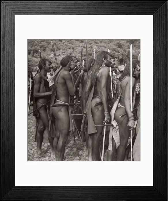 Framed Print : 1940s East Africa Kenya Msai tribe warriors Framed Print : 1940s East Africa Kenya Msai tribe warriors
