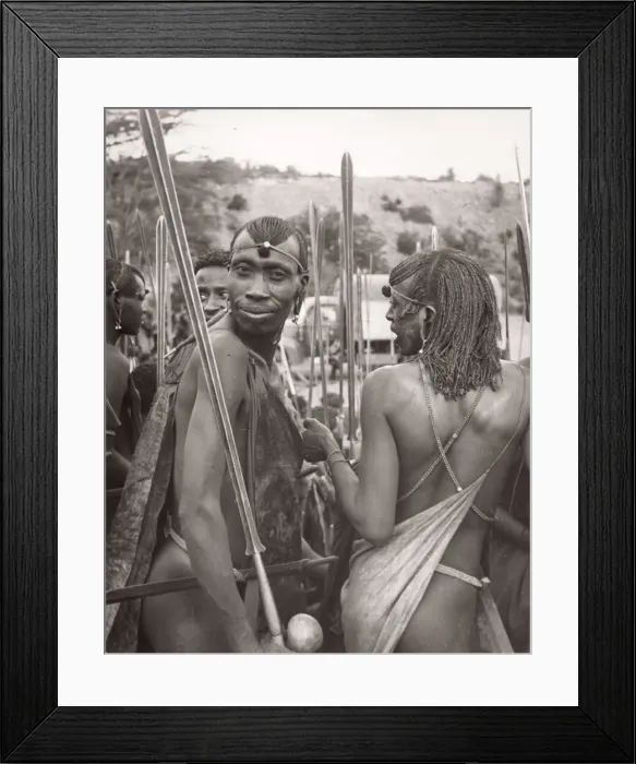 Framed Print : 1940s East Africa Kenya Msai tribe warriors Framed Print : 1940s East Africa Kenya Msai tribe warriors