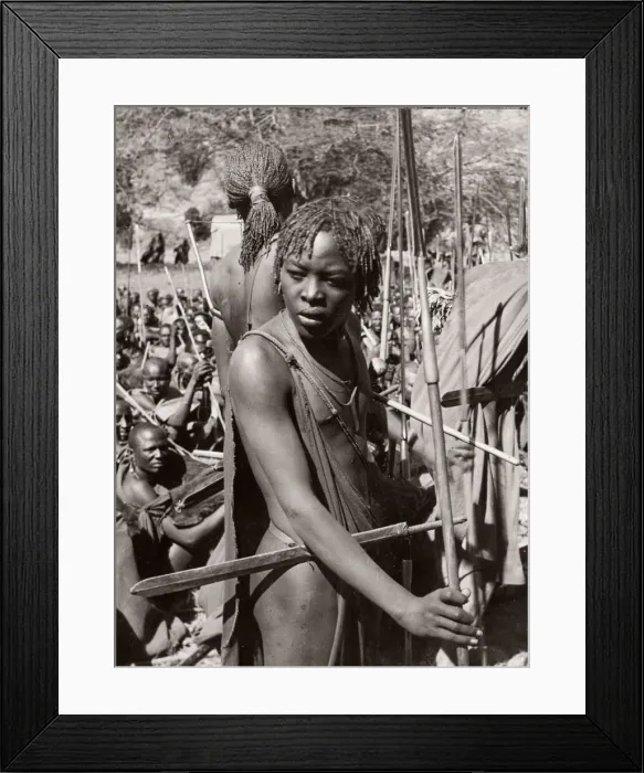 Framed Print : 1940s East Africa Kenya Msai tribe warriors Framed Print : 1940s East Africa Kenya Msai tribe warriors