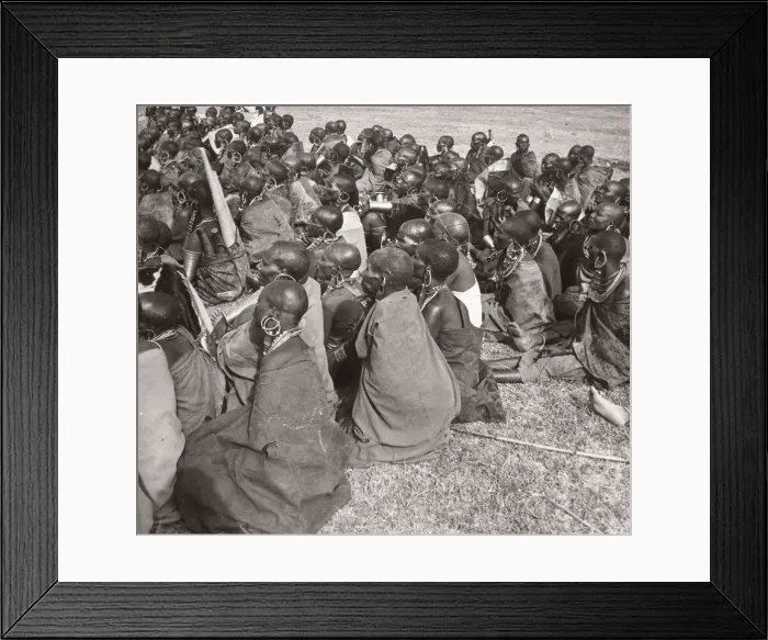 Framed Print : 1940s East Africa Kenya Msai tribe warriors Framed Print : 1940s East Africa Kenya Msai tribe warriors