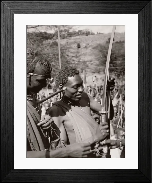 Framed Print : 1940s East Africa Kenya Msai tribe warriors Framed Print : 1940s East Africa Kenya Msai tribe warriors