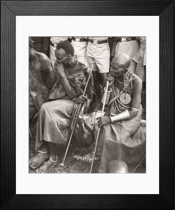 Framed Print : 1940s East Africa Kenya Msai tribe warriors Framed Print : 1940s East Africa Kenya Msai tribe warriors