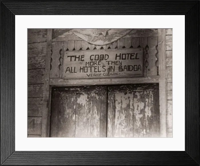 Framed Print : 1940s East Africa - the only hotel in Bardera, Somalia Framed Print : 1940s East Africa - the only hotel in Bardera, Somalia