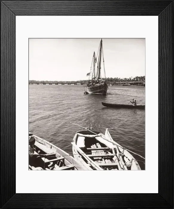 Framed Print : 1940s East Africa - view along sea at Mombasa Kenya Framed Print : 1940s East Africa - view along sea at Mombasa Kenya