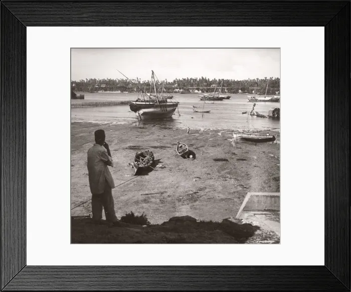 Framed Print : 1940s East Africa - view along sea at Mombasa Kenya Framed Print : 1940s East Africa - view along sea at Mombasa Kenya