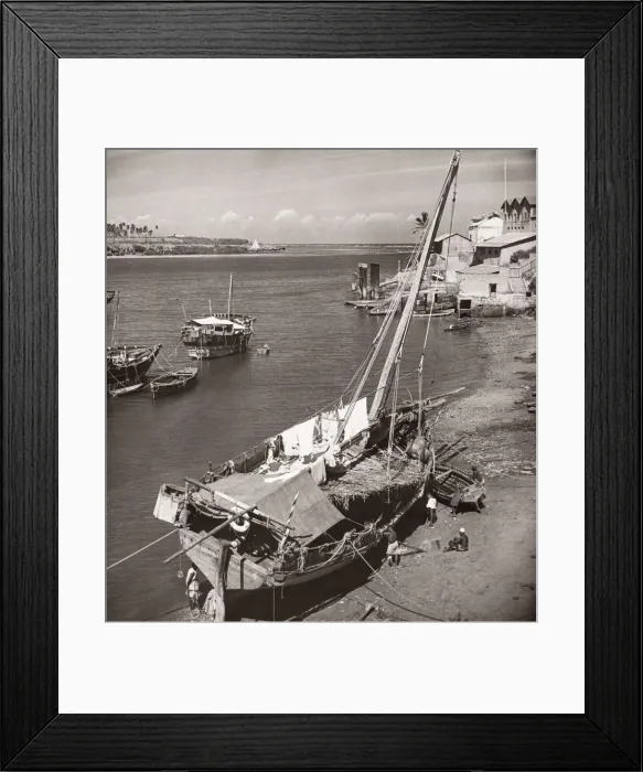 Framed Print : 1940s East Africa - view along sea at Mombasa Kenya Framed Print : 1940s East Africa - view along sea at Mombasa Kenya