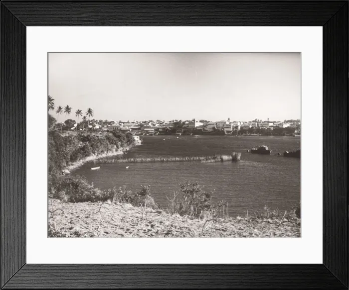 Framed Print : 1940s East Africa - view along sea at Mombasa Kenya Framed Print : 1940s East Africa - view along sea at Mombasa Kenya