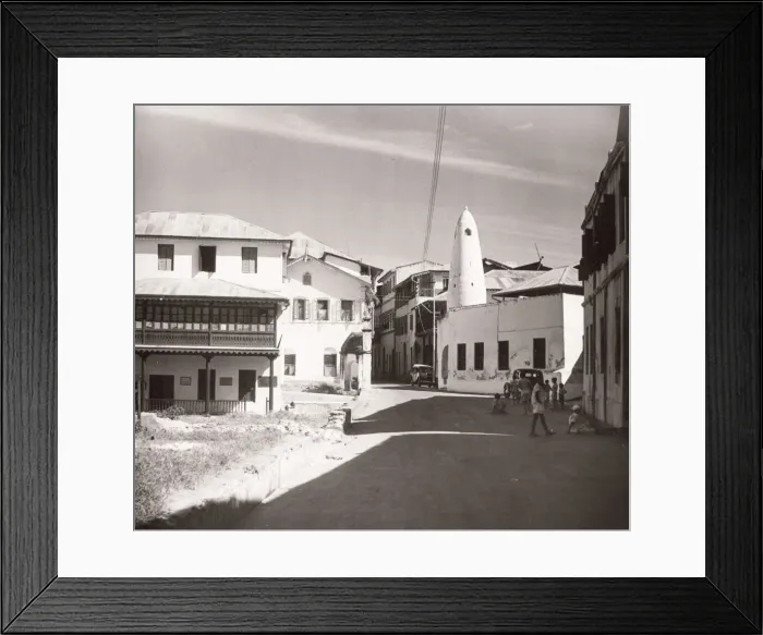 Framed Print : 1940s East Africa - street in Mombasa Kenya Framed Print : 1940s East Africa - street in Mombasa Kenya