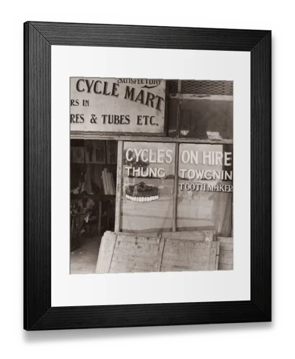 Framed Print : 1940s East Africa - shop sign at Mombasa Kenya Framed Print : 1940s East Africa - shop sign at Mombasa Kenya