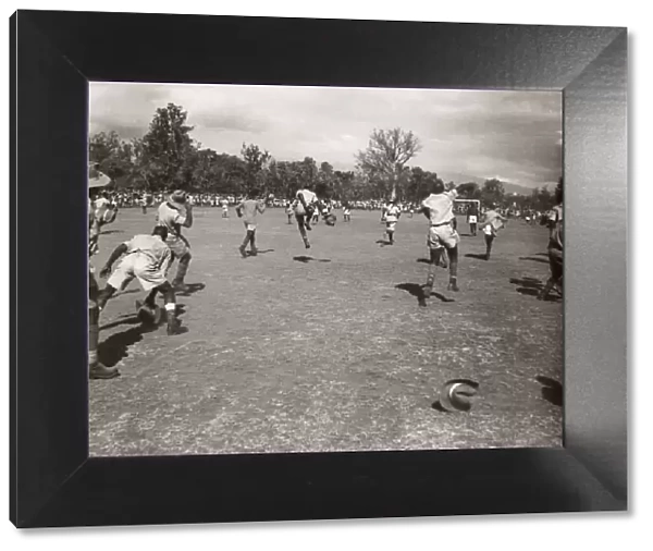1940s East Africa - soldiers playing football in camp