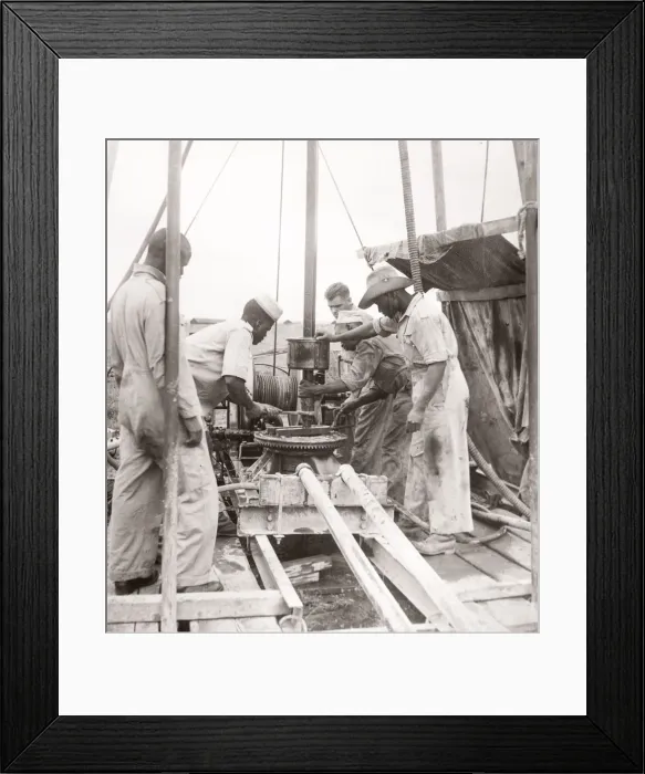 Framed Print : 1940s East Africa - engineers boring a well Framed Print : 1940s East Africa - engineers boring a well