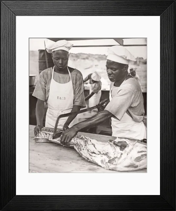 Framed Print : 1940s East Africa -army cooks at work Framed Print : 1940s East Africa -army cooks at work