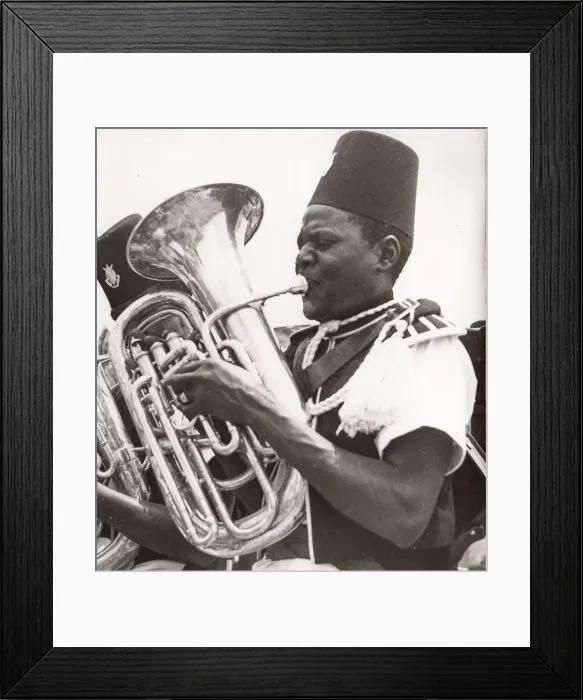 Framed Print : 1940s East Africa army - bandsman musician Framed Print : 1940s East Africa army - bandsman musician