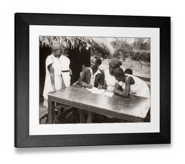 Framed Print : 1940s East Africa - letter writing for Kikiyu girls, Kenya Framed Print : 1940s East Africa - letter writing for Kikiyu girls, Kenya