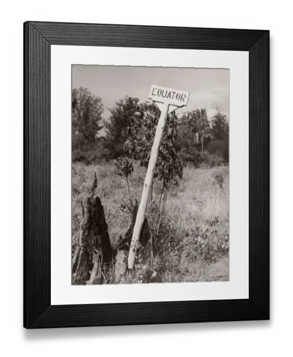 Framed Print : 1940s East Africa - equator sign, Kenya Framed Print : 1940s East Africa - equator sign, Kenya
